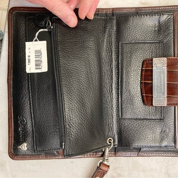 Brighton brown woven leather clutch bag wristlet